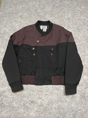 Vintage Marithe Francois Girbaud Two-Tone Black and Dark Brown Bomber Jacket